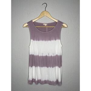 Hem & Thread Tie Dye Top S Purple White Oversized Flare Waist A-Line Lightweight